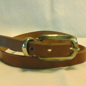 Thin brown leather belt